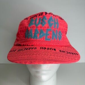 Vintage Busch Gardens Neon 80s 90s Style Neon Baseball SnapBack Hat Made In USA